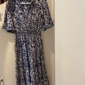 Floral Navy and White Dress